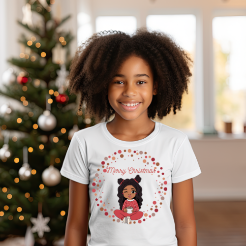 Merry Christmas Marshmallows Girls Tee