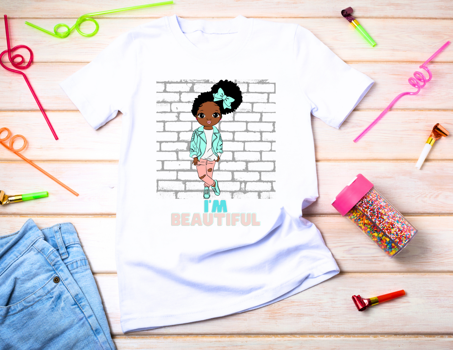 I'm Beautiful Toddler Girls Graphic Tee